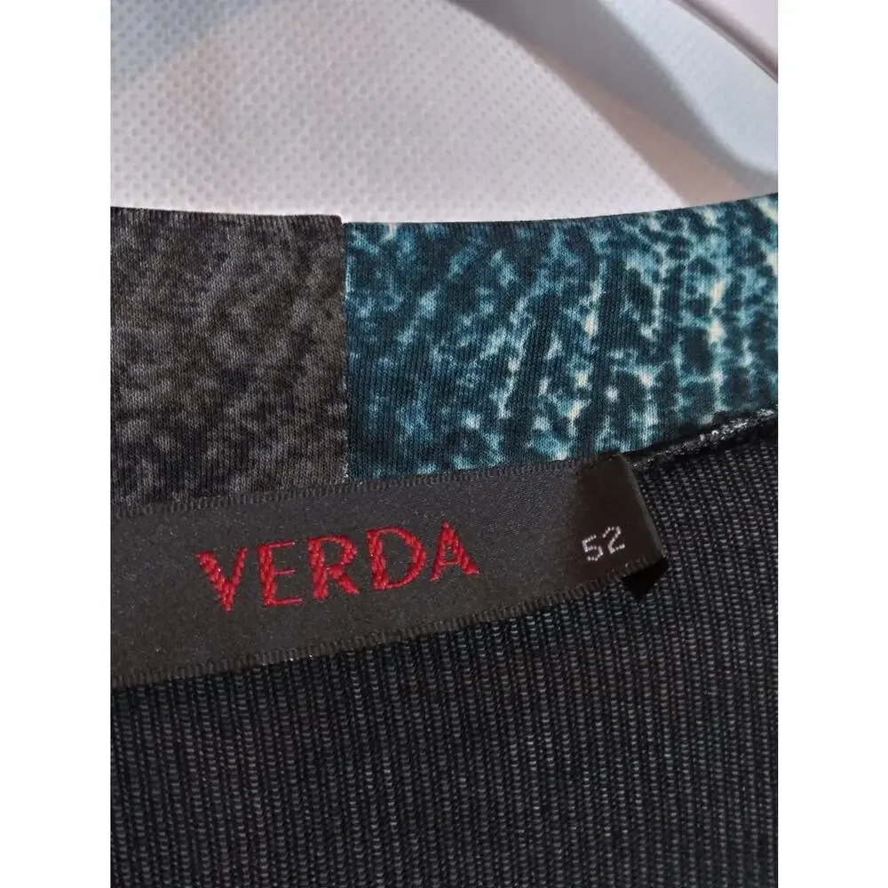 Verda Long Black Open Front Longline Cardigan with Teal Trim Turkish Size XXL